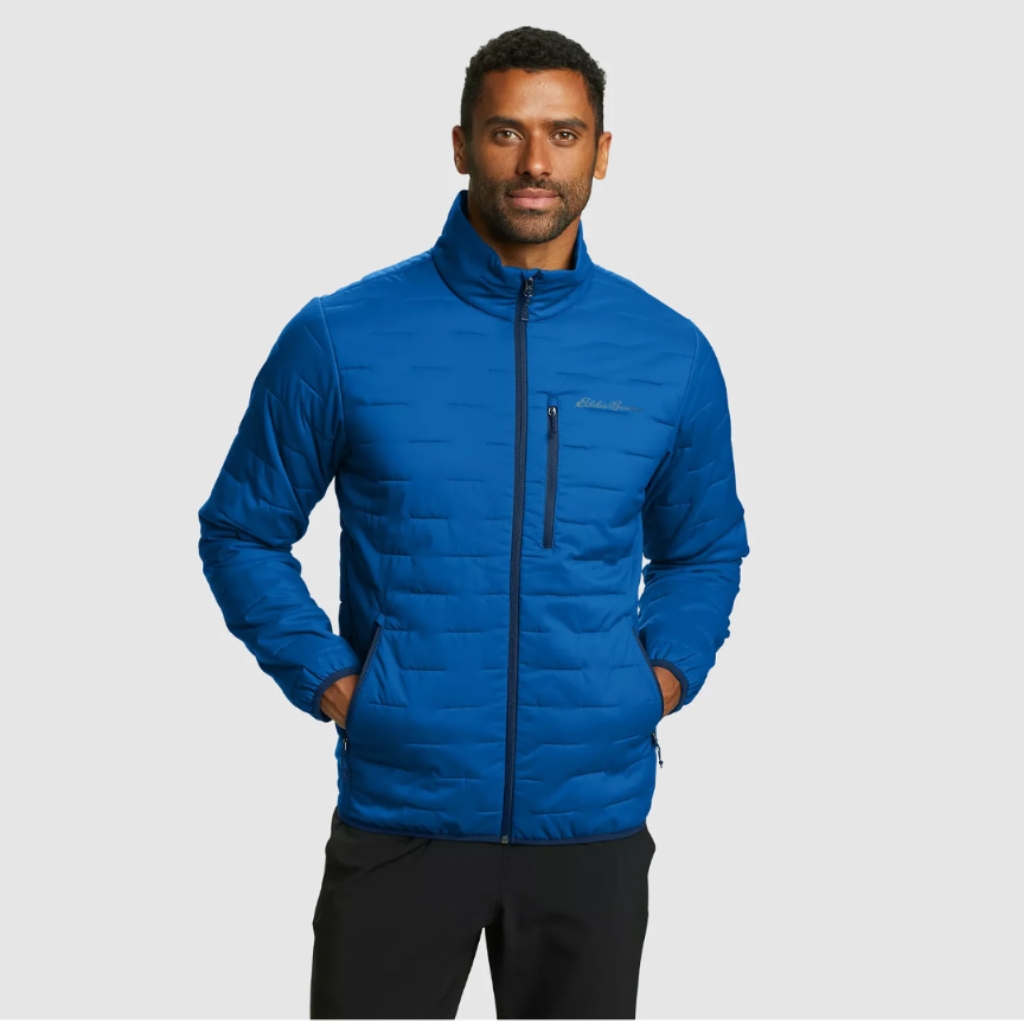 Nwt Eddie Bauer Men's Xl Haven Stretch Insulated Hooded Jacket Blue